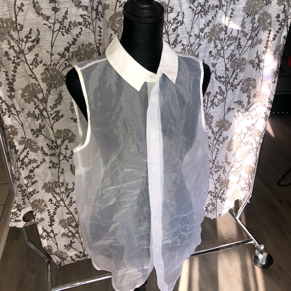 NWT Sheer Elle Button Down
